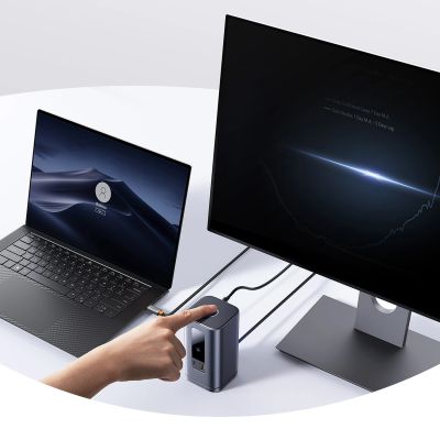 12. Stacja dokująca Baseus Spacemate RD1 hub 11w1 USB-C - 2xHDMI 4K@60Hz 2xDP 4K@60Hz 2xUSB-A 10Gb/s USB-C 10Gb/s RJ45 USB-A 480Mb/s USB-C PD mini jack 3.5mm ładowarka EU - szara