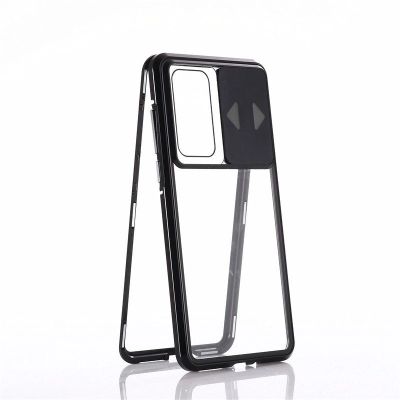 3. Wozinsky Magnetic Cam Slider Case magnetyczne etui 360 na cały telefon szkło na ekran osłona na aparat Huawei P40 czarny