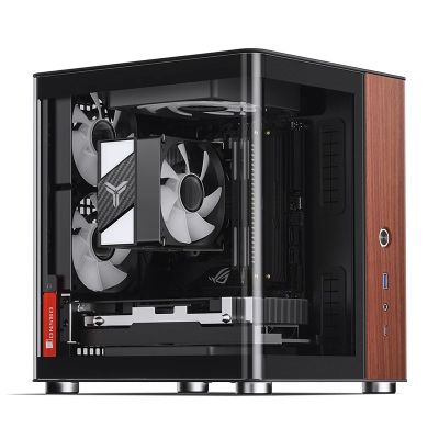 7. Obudowa PC Jonsbo TK-0, Mini-Tower, Mini-ITX, Tempered Glass, Holz - schwarz