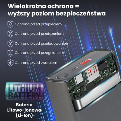 11. Extralink Powerbank EPB-126 20000mAh Srebrny Power bank, 45W PD, USB-C