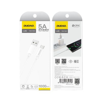 2. Kabel Dudao L4ST USB-A / USB-C 5A 1m - biały