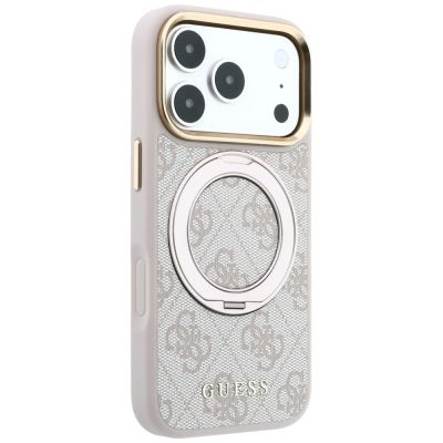 4. Etui Guess Ring Stand 360 4G Classic Logo MagSafe na iPhone 17 Pro Max / 18 Pro Max - różowe