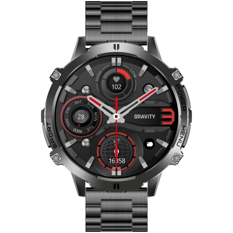 4. Smartwatch Gravity Czarny Pasek + Bransoleta GT42-1