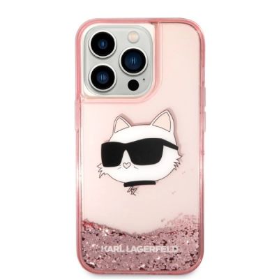 3. Etui Karl Lagerfeld Glitter Choupette Head na iPhone 14 Pro Max - różowe