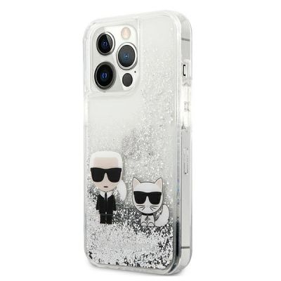 2. Etui Karl Lagerfeld Liquid Glitter Karl&Choupette na iPhone 13 Pro Max 6,7" - srebrne