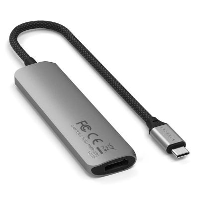 6. Aluminiowy adapter do urządzeń mobilnych USB-C Satechi 4-in-1 USB-C Slim Multiport Adapter 4K (space gray)