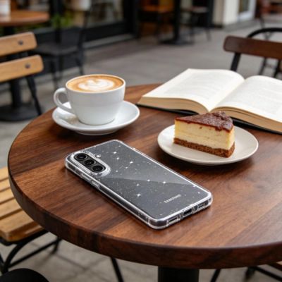 3. Etui Tech-Protect FlexAir na Samsung Galaxy A57 5G - przezroczysto-brokatowe