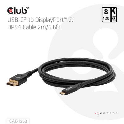 4. CLUB3D CAC-1563 adapter kablowy 2 m USB Type-C DisplayPort Czarny