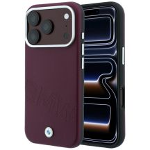 Etui BMW Sign Inclined Deboss Letters MagSafe na iPhone 17 Pro / 18 Pro - bordowe