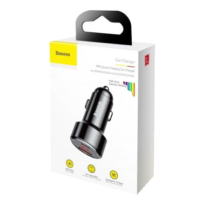6. Ładowarka Baseus Magic Series PPS CCMLC20C-01 samochodowa 45W USB-C PD / USB-A QC - czarna