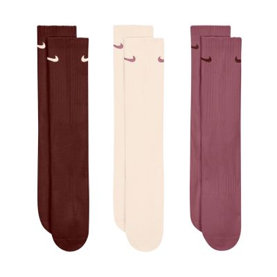 Skarpety Nike Everyday Cushioned Crew 3 pary brązowe, beżowe, różowe SX7664 915