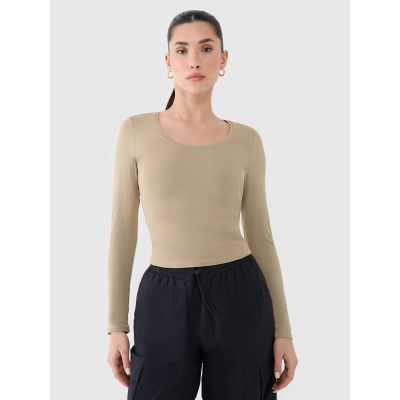 Longsleeve slim gładki damski 4F 4FRSS25TLONF511-83S