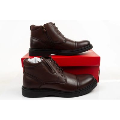 9. Lee Cooper buty męskie eleganckie skórzane brązowe trzewiki ocieplane