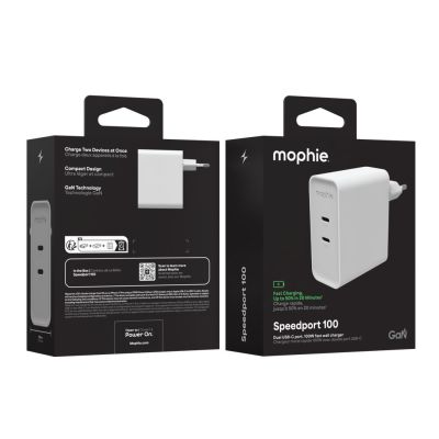8. mophie Speedport 100 Uniwersalne Biały Prąd przemienny Szybkie ładowanie Wewnętrzna