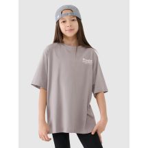 T-shirt dziewczęcy oversize z nadrukiem 4F 4FJRSS25TTSHF2586-83S