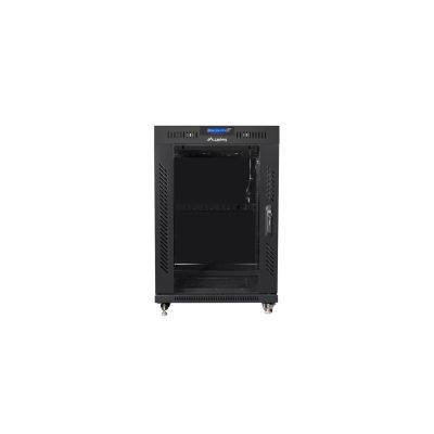 2. Szafa instalacyjna rack stojąca 19" 15U 600x800 czarna drzwi szklane LCD Lanberg (Flat Pack) V2