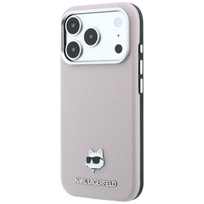 2. Etui Karl Lagerfeld Grained Choupette Head Metal MagSafe na iPhone 17 Pro Max / 18 Pro Max - różowe