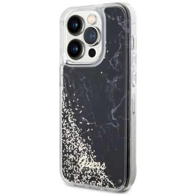 2. Etui Guess Liquid Glitter Marble na iPhone 14 Pro - czarne