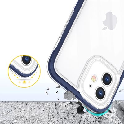 6. Clear 3in1 etui do iPhone 12 żelowy pokrowiec z ramką niebieski