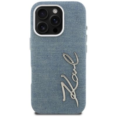 3. Etui Karl Lagerfeld FW Jeans Signature Logo na iPhone 16 Pro - niebieskie