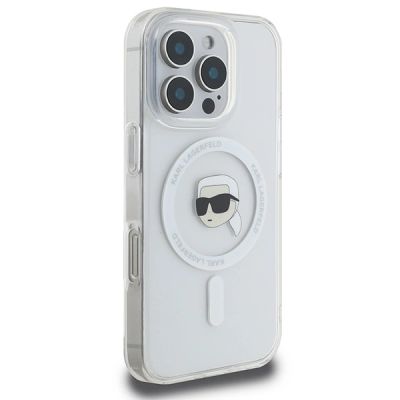 4. Etui Karl Lagerfeld IML Metal Karl Head MagSafe na iPhone 16 Pro - białe