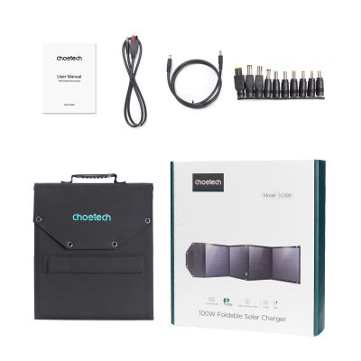 4. Ładowarka Choetech SC009-V2 solarna składana 100W USB-C / 2x USB-A PD QC - czarna