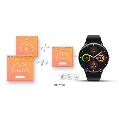10. Smartwatch VELTORI VT160-1 Czarny Pasek Silikonowy