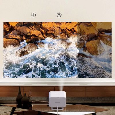 15. Projektor multimedialny Yaber L2 Plus LCD FullHD 1080p z głośnikami JBL - beżowy