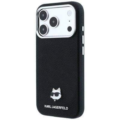 2. Etui Karl Lagerfeld Grained Choupette Head Metal MagSafe na iPhone 17 Pro / 18 Pro - czarne