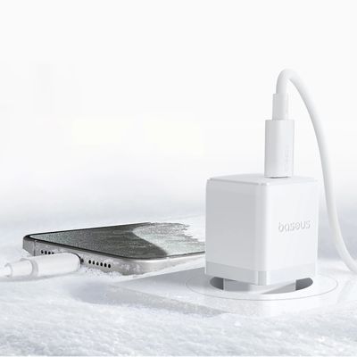 13. Ładowarka sieciowa Baseus Palm 1C 20W (z kablem Baseus Mini White USB-C 60W (20V/3A) 1m) - biała