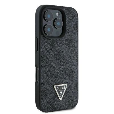 4. Etui Guess Leather 4G Triangle Strass MagSafe na iPhone 16 Pro Max - czarne