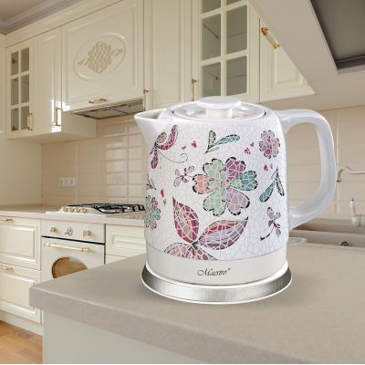 2. Czajnik elektryczny ceramiczny 1,5L 1500W MR-068-FLOWERS  MAESTRO