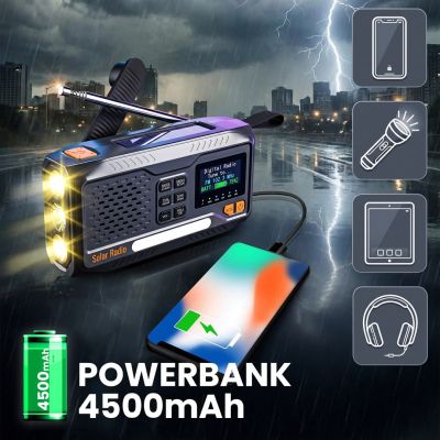 12. Extralink RADIO AWARYJNE BLUETOOTH SOLARNE Z KORBKA DYNAMO POWERBANK 4000MAH Z LATARKA SOS BT-4000 Przenośny Analogowe i cyfrowe Czarny, Pomarańczowy