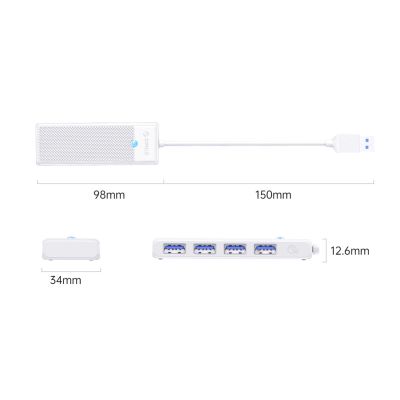 2. Hub USB Orico PAPW4A-U3 4-portowy 4x USB-A 3.0 0,15 m - biały