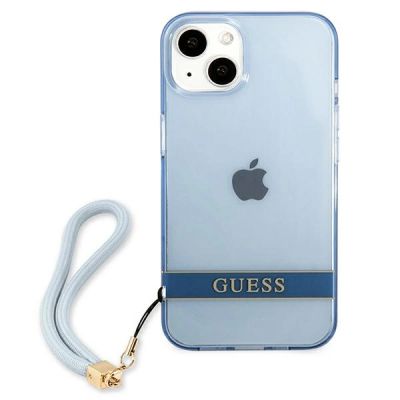3. Etui Guess Translucent Strap na iPhone 13 - niebieskie