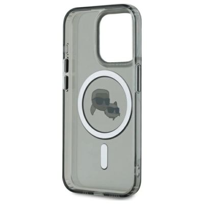4. Karl Lagerfeld KLHMP15LHLSKCK iPhone 15   Pro 6.1" czarny/black hardcase IML Metal Karl&Choupette Head MagSafe