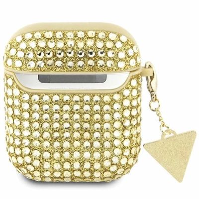 2. Etui Guess Rhinestone Triangle Charm na AirPods 1/2 - złote