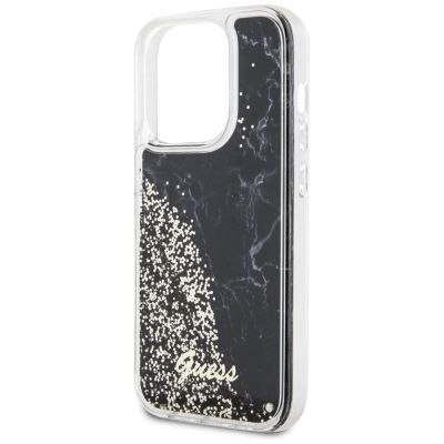 6. Etui Guess Liquid Glitter Marble na iPhone 14 Pro - czarne