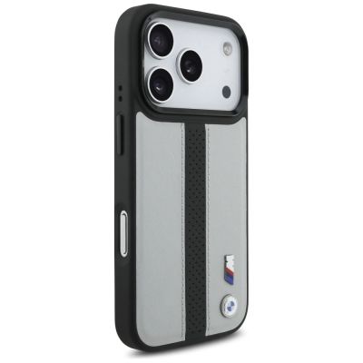 4. Etui BMW M Perforated Stripe Logo MagSafe na iPhone 17 Pro - szare