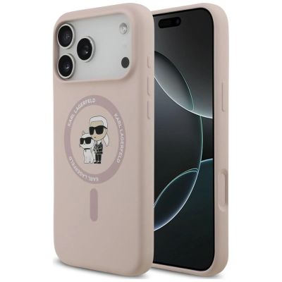 Etui Karl Lagerfeld Silicone Karl&Choupette Ring MagSafe na iPhone 18 Pro Max / 17 Pro Max - różowe