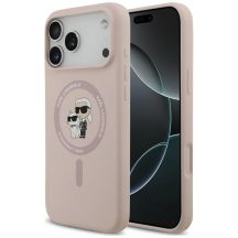 Etui Karl Lagerfeld Silicone Karl&Choupette Ring MagSafe na iPhone 18 Pro Max / 17 Pro Max - różowe