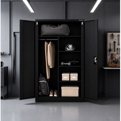 4. Iron Mate Szafa Gospodarcza Metalowa SATURN 185x90x45 Czarna RAL9005