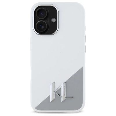 3. Etui Karl Lagerfeld Silicone Initial Metal Logo MagSafe na iPhone 16 - białe