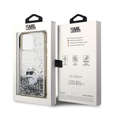 8. Etui Karl Lagerfeld Liquid Glitter Choupette na iPhone 13 Pro / 13 - przezroczyste