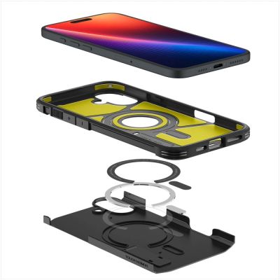 10. Etui Spigen Tough Armor MagSafe z podstawką na iPhone 16 - czarne