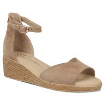 Skórzane sandały damskie na koturnie taupe Filippo DS7635