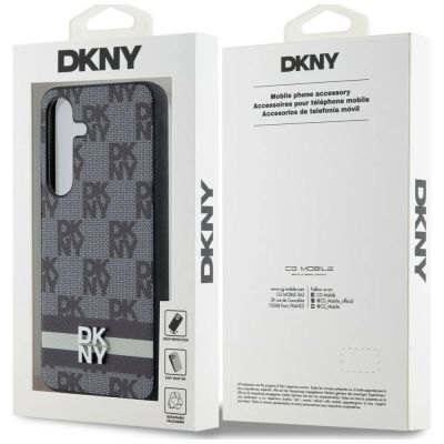 9. Etui DKNY Leather Checkered Mono Pattern & Printed Stripes na Samsung Galaxy S24+ - czarne