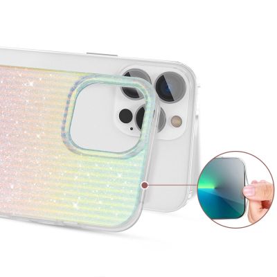 4. Kingxbar Travel Series luksusowe eleganckie etui na iPhone 13 Pro niebiesko-pomarańczowy (Clouds)