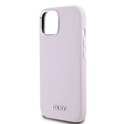 6. Etui DKNY Liquid Silicone Small Metal Logo MagSafe na iPhone 15 / 14 / 13 - różowe