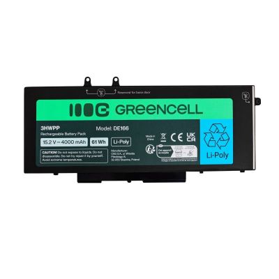 2. GREEN CELL BATERIA DE166 DO DELL 3HWPP LATITUDE 5400, 5401, 5410, 5411, 5500, 5501, 5510, 5511, 7591 4000MAH 15,2V